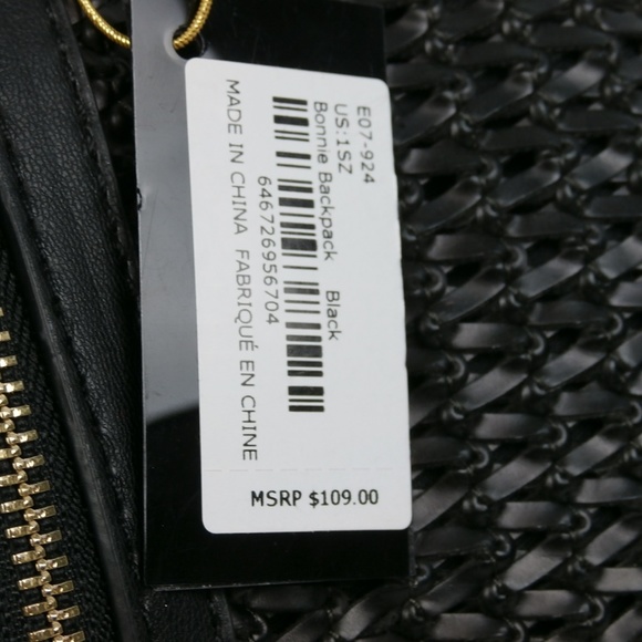 BEBE black woven leather backpack NWT